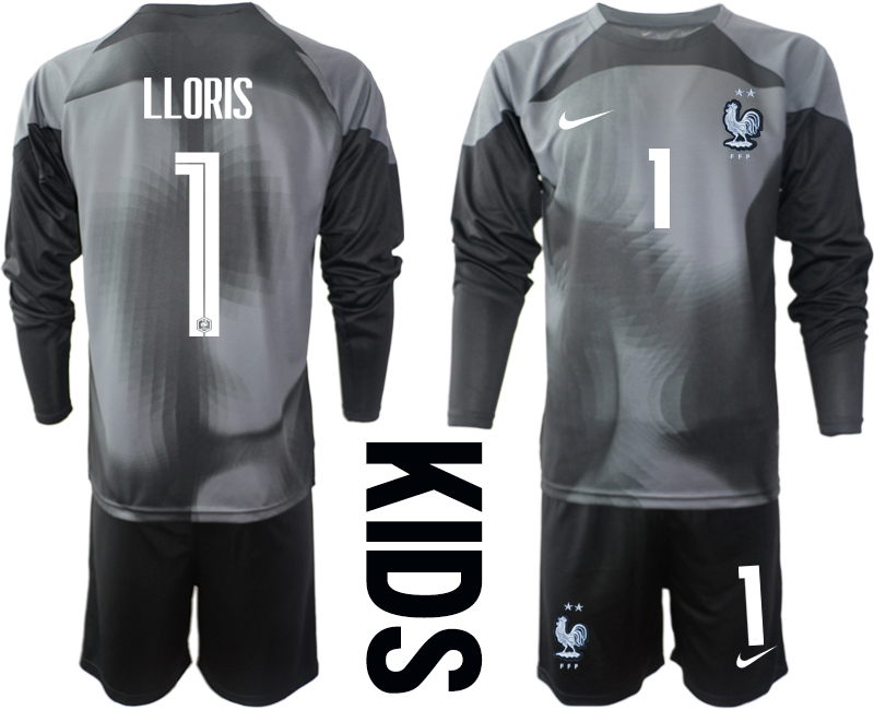 Youth 2022 World Cup National Team France black goalkeeper long sleeve 1 Soccer Jersey